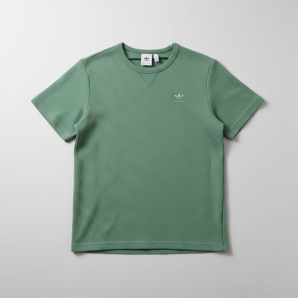 adidas Originals Trefoil Men's T-Shirt Green Waffle Knit Medium DA28920